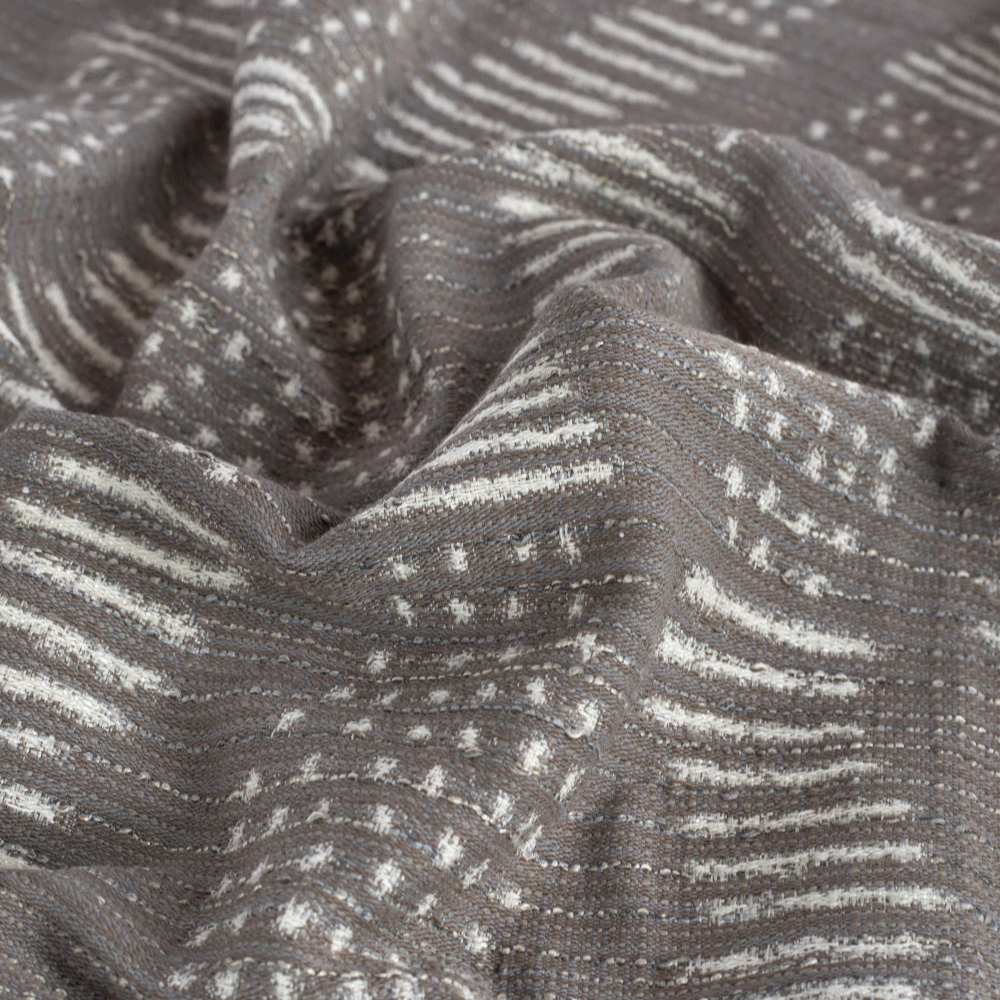 Zipporah Nickel, a dark grey upholstery fabric with cream dot dash motifs : view 5
