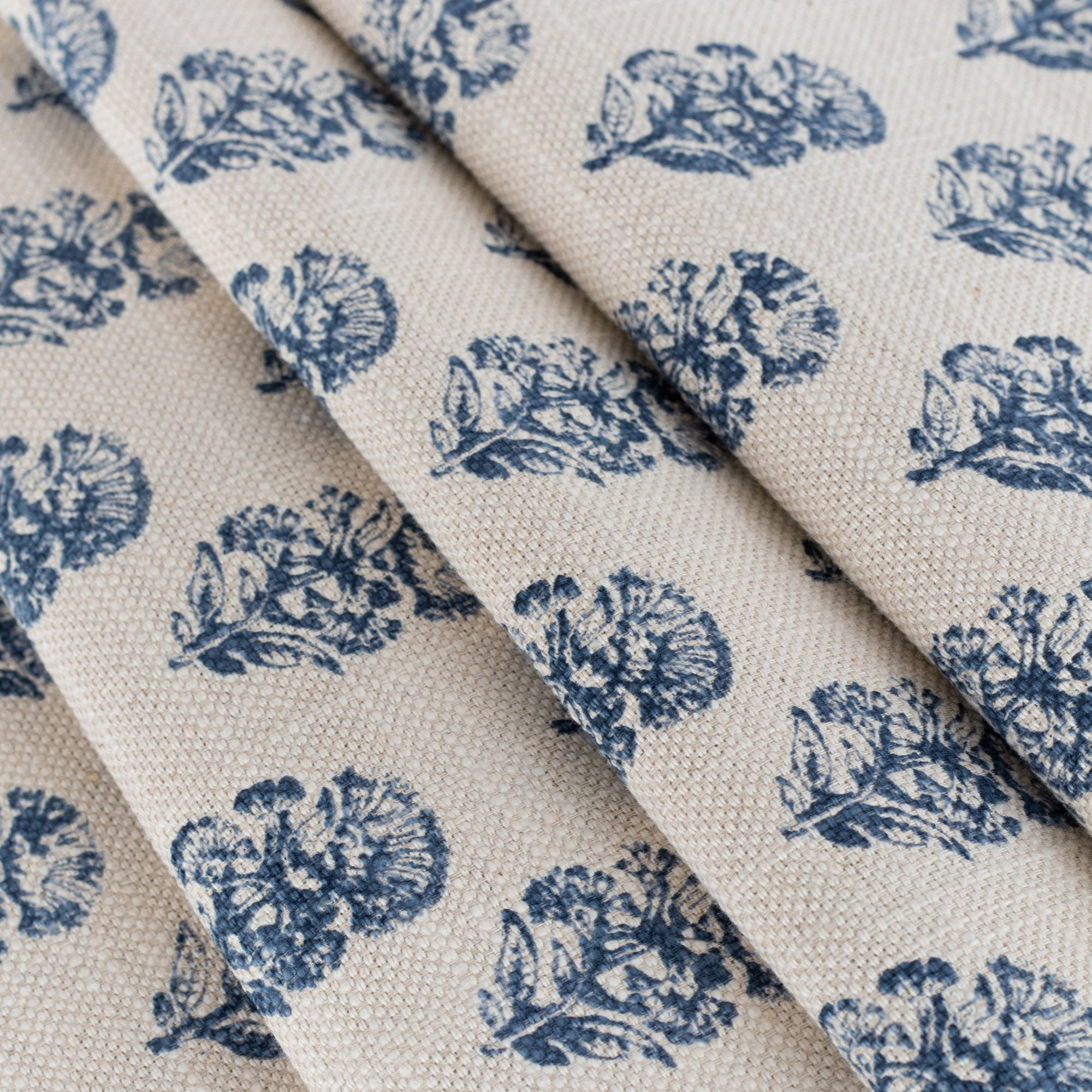 Zola Block Print Fabric, Indigo