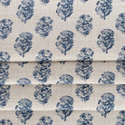 Zola Block Print Indigo, a block print style blue floral pattern fabric : view 4